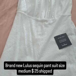 Lulu's White Sequin Jumpsuit